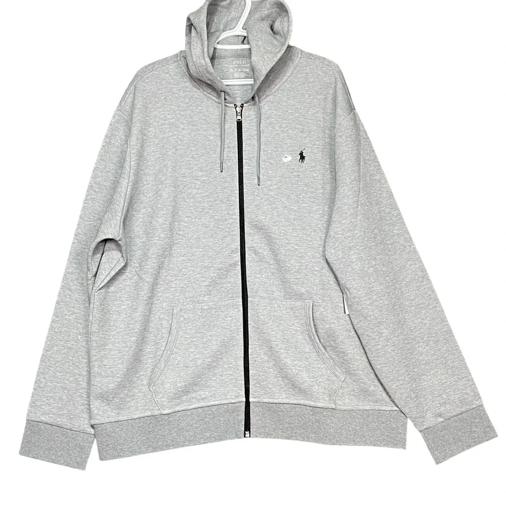 Polo Ralph Lauren Men's XXL Full‎ Zip Hoodie Grey Classic Fit Pockets Pony NWT